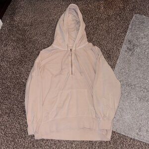 Aerie Oversized Beige Half-Zip Hoodie w Pockets